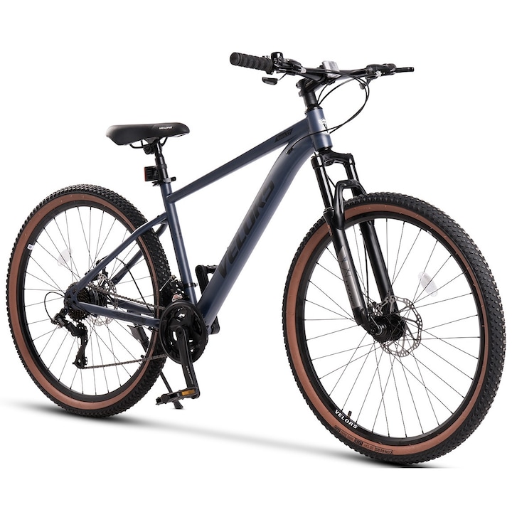 MTB велосипед с 27 "5" колела, предно окачване, последователни лостове, оборудване M50/SunRun Index, дискови спирачки, 21 скорости, сиво/черно, Velours Boost 27" планински велосипед със стоманена рамка и интегрирани кабели
