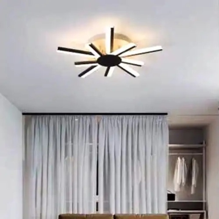 Lustra LED cu 3 tipuri de lumina si telecomanda, neagra, rotunda, 70W, intensitate reglabila, lumina rece/neutra/calda, 60x60x13cm, IP21, suspendata, montaj tavan, LED CONCEPT