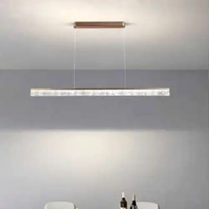 Lustra LED cu 3 tipuri de lumina si telecomanda, maro, liniara, 80W, intensitate reglabila, lumina rece/neutra/calda, 130x2x100cm, IP21, suspendata, montaj tavan, LED CONCEPT