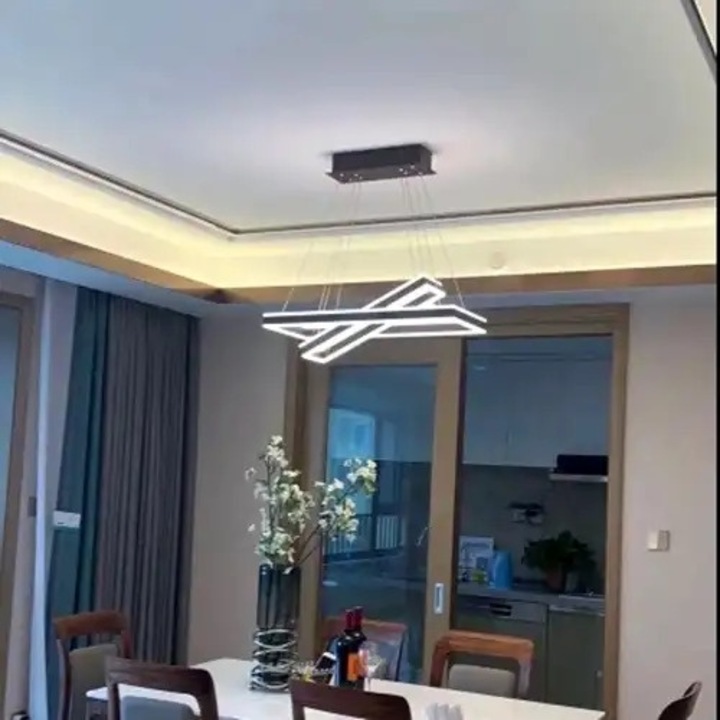 Lustra LED cu 3 tipuri de lumina si telecomanda, maro, patrata, 70W, intensitate reglabila, lumina rece/neutra/calda, 55x25x110cm, IP21, suspendata, montaj tavan, LED CONCEPT