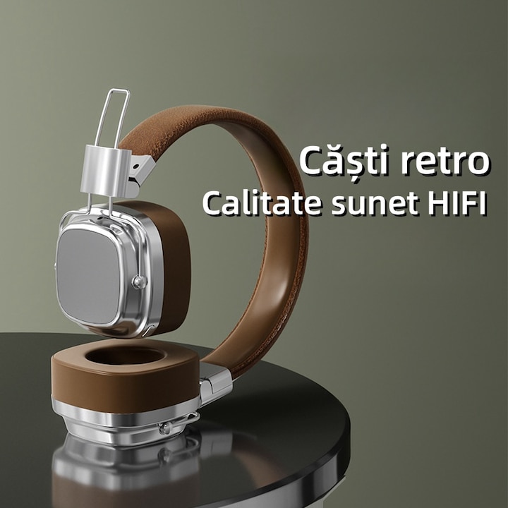 Casti Retro Casti pentru computer, montate pe cap, Bluetooth 5.3, stil retro, USB ...