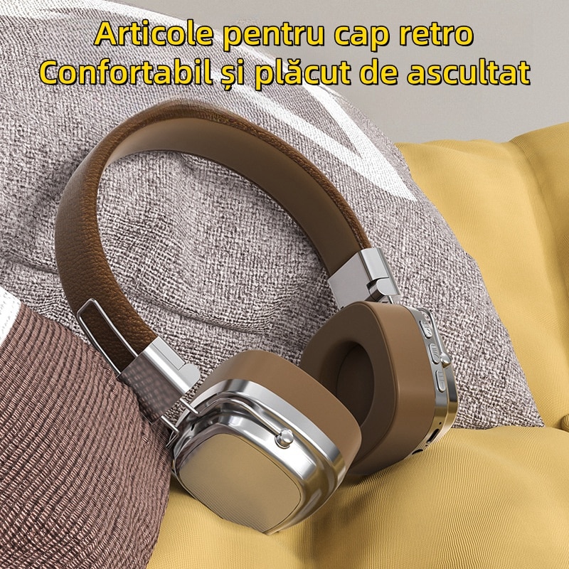 Casti Retro Casti pentru computer, montate pe cap, Bluetooth 5.3, stil retro, USB ...