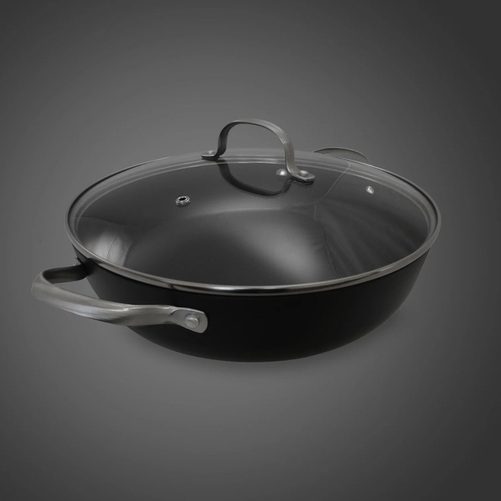 Cratita din fonta tip fagure cu capac de sticla OTI, diametru 30cm, capacitate 4.5L 181655 / OTI 0016