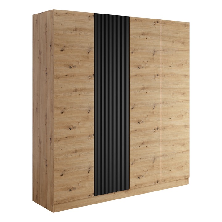 Dulap Zulek 4D, MIRJAN24, stejar artisan + negru, 55x205x220 cm