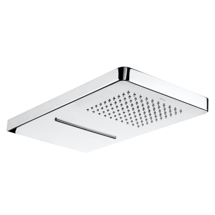 Cap de dus, Roca, din otel inoxidabil cu cascada pentru instalare pe perete