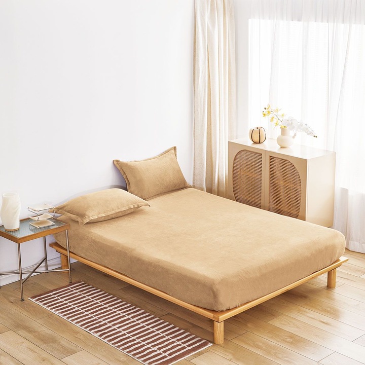 Set Husa 3 Piese din Catifea cu Elastic, Premium, UNI, 180 x 200 cm Model 11