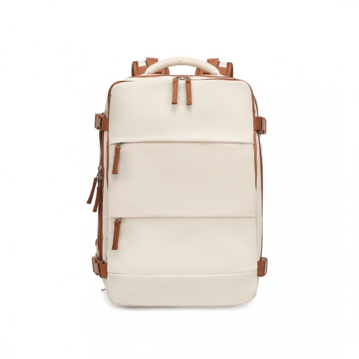 Rucsac multifunctional, compartment laptop 15.6 inch, rezistent la stropi de apa, port USB, pentru calatorii, drumetii activitati zi cu zi, KONO, EQ2344, Bej