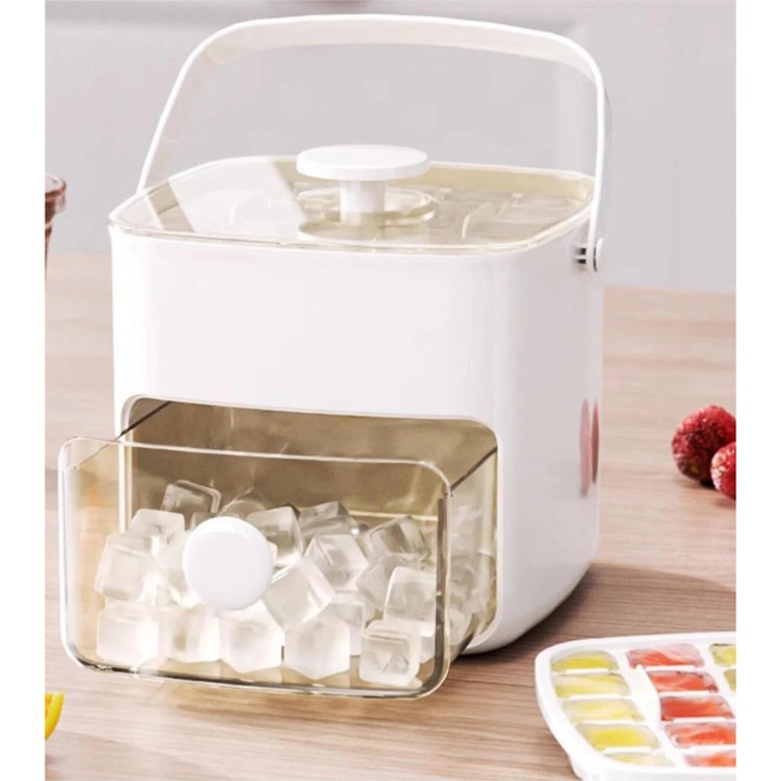 Forma cuburi de gheata, reutilizabila, cu capac, pentru whisky si cocktailuri, silicon, multicolor