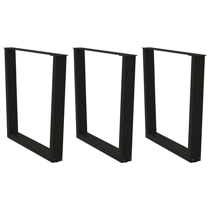 vidaXL Étkezőasztal lábak V-alakú 3 db fekete 90x(72-73,3)cm acél 20.1 kg