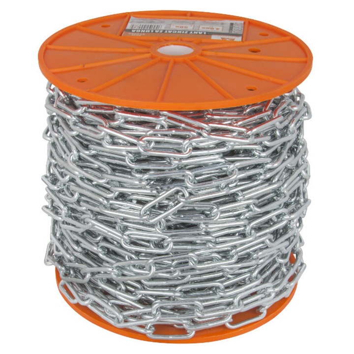 Търговска поцинкована верига със средно звено - 50 мл 4,7 мм 50 м