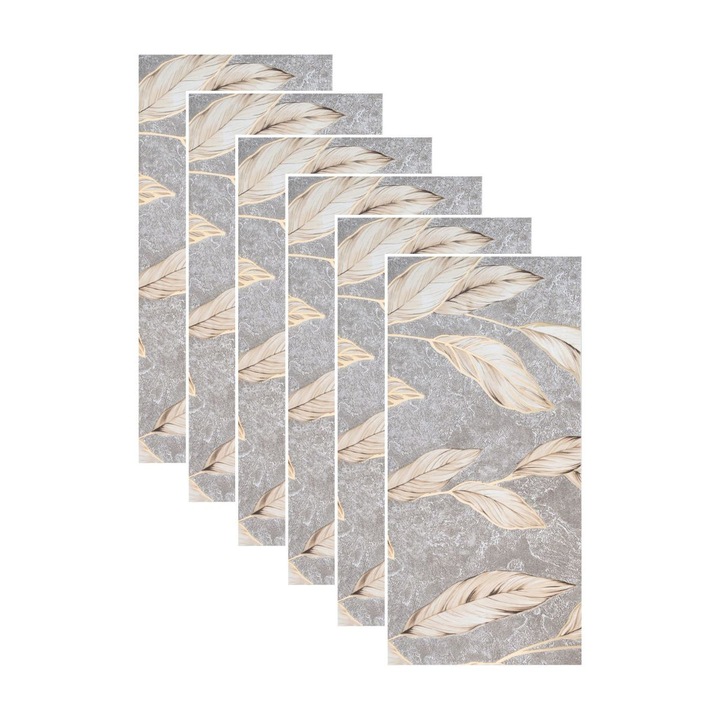 Комплект от 6 самозалепващи се декоративни панела с алуминиево фолио, мраморен ефект, покрита площ 1,08 м², Naimeed D7114, 60x30 см, сив