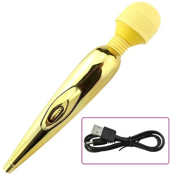 Mini Vibrator HOZRO, Gat Flexibil, 12 Moduri de Vibratii, Silicon, Acumulator, Auriu Metalizat