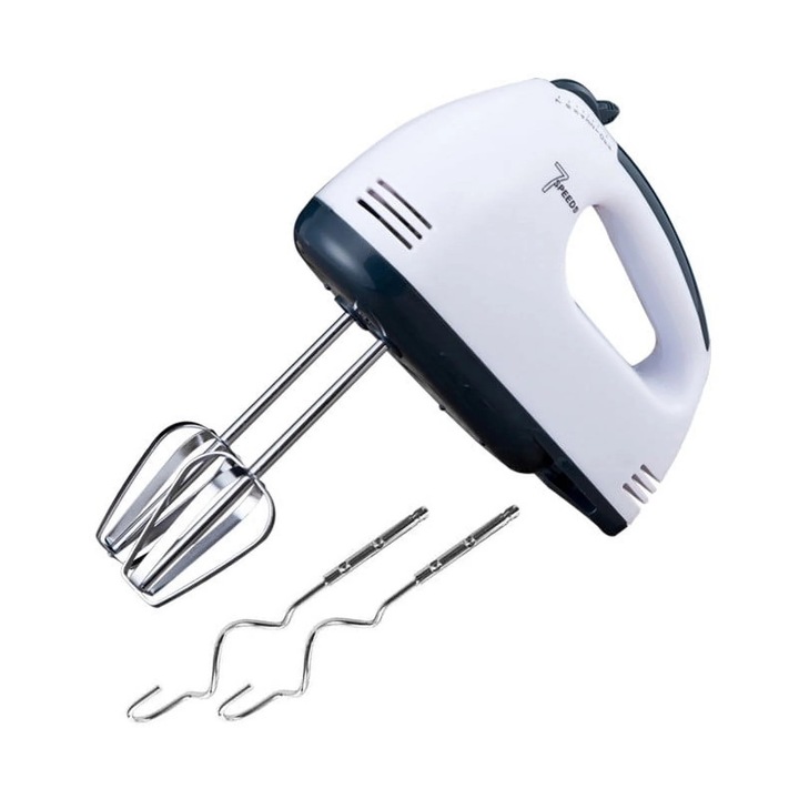 Mixer electric de mana, 7 viteze, accesorii incluse, multicolor