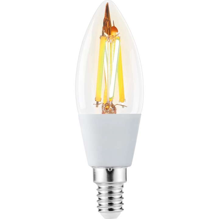 Bec LED filament inteligent Sylvania lumanare ToLEDo Retro GLS temperatura lumina reglabila 2000-6500K, 4.9W (40W) 470lm, compatibil SylSmart Home App, SylRemote, Amazon Alexa, Google Assistant and Siri