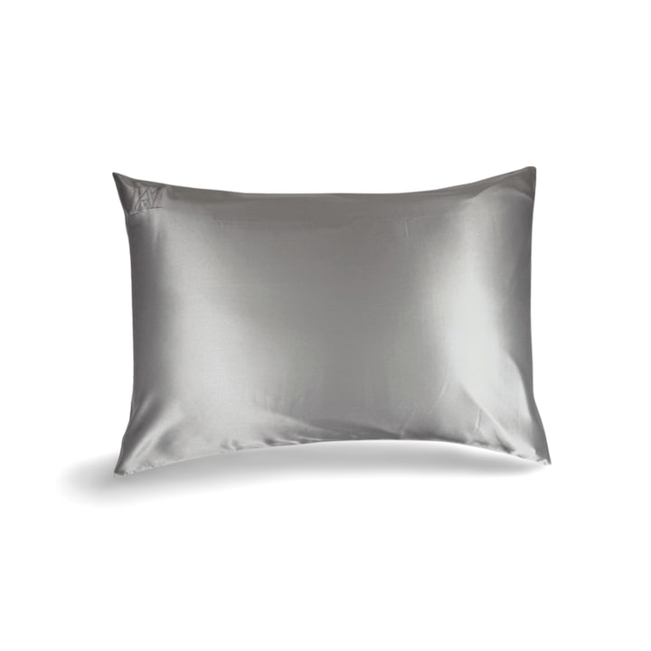 Fata de Perna Matase Naturala Mulberry 22 momme, Gri Silver, 50 x 70 cm – Calitate Premium - Matasia®