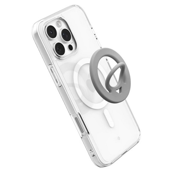 Spigen dual pop tartógyűrű, szilikon, mágneses, telefon tartó, kitámasztó, magsafe, sötétszürke