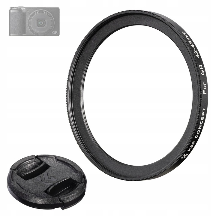 Inel de reducere adaptor 42mm-49mm K&F pentru Ricoh GR II III IIIx + capac, SKU.2328