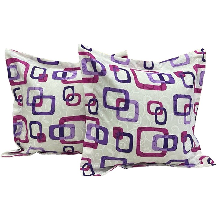 Set doua huse de perna, culoare alb/mov, din colectia "Zale by Liz Line", 40X40cm din bumbac - SP40/40282