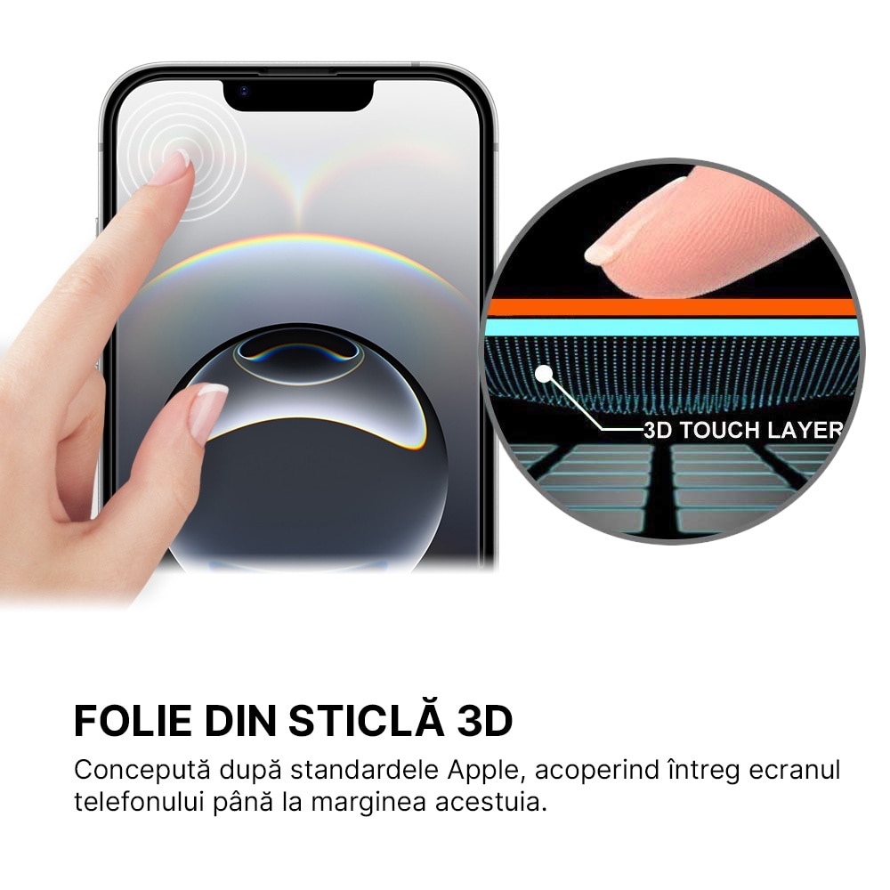 Folie Sticla Dr.Shield, Compatibil Apple iPhone 17e, Protectie Profesionala Ecran 3D, Full Cover- Negru