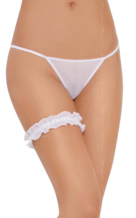 Секси жартиер SoftLine Collection, Елегантен, Със сатенена панделка, Бял, Един размер INTL