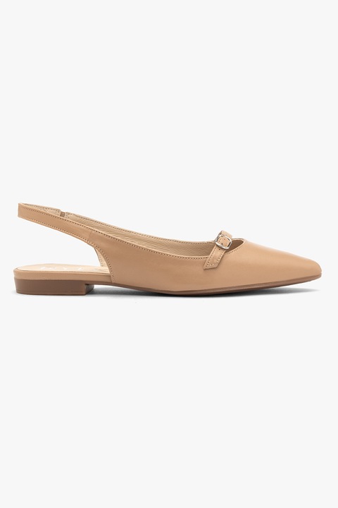 RYŁKO, Balerini slingback din piele, Bej