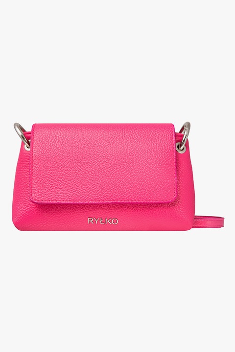 RYLKO, Geanta din piele cu bareta de umar si logo, Roz aprins