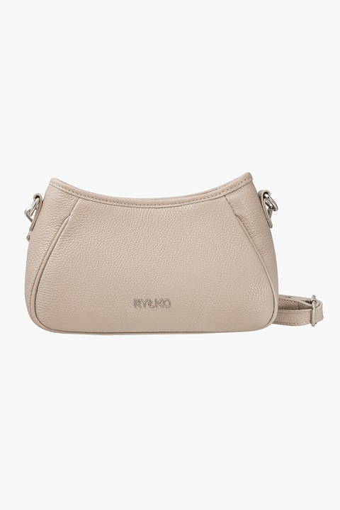 RYLKO, Geanta crossbody de piele cu logo, Grej