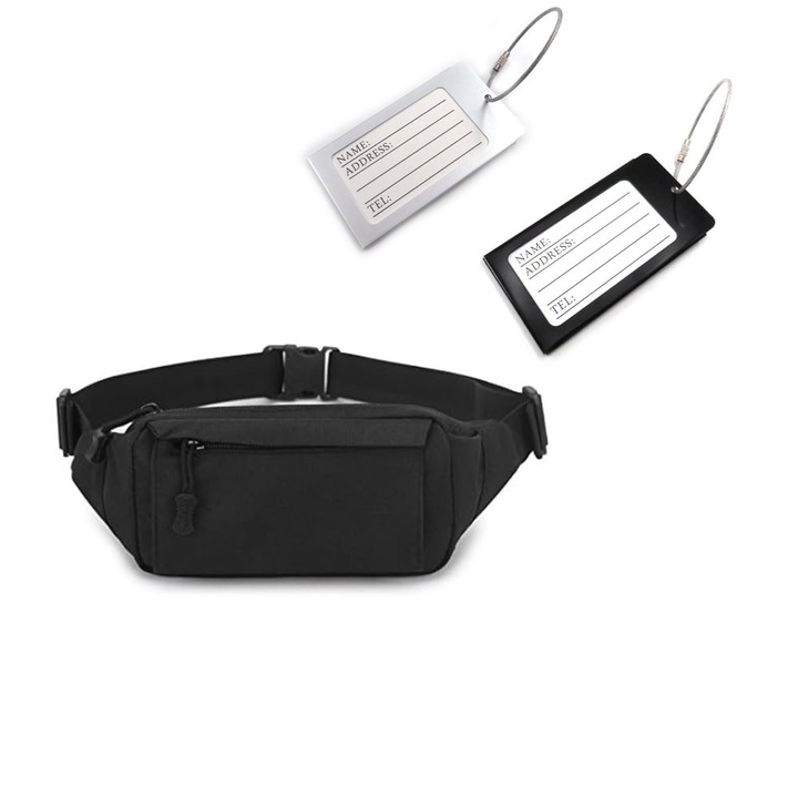 Taktikai sporttáska, fekete, 900D nylon, vízálló, cipzáras, kis méretű