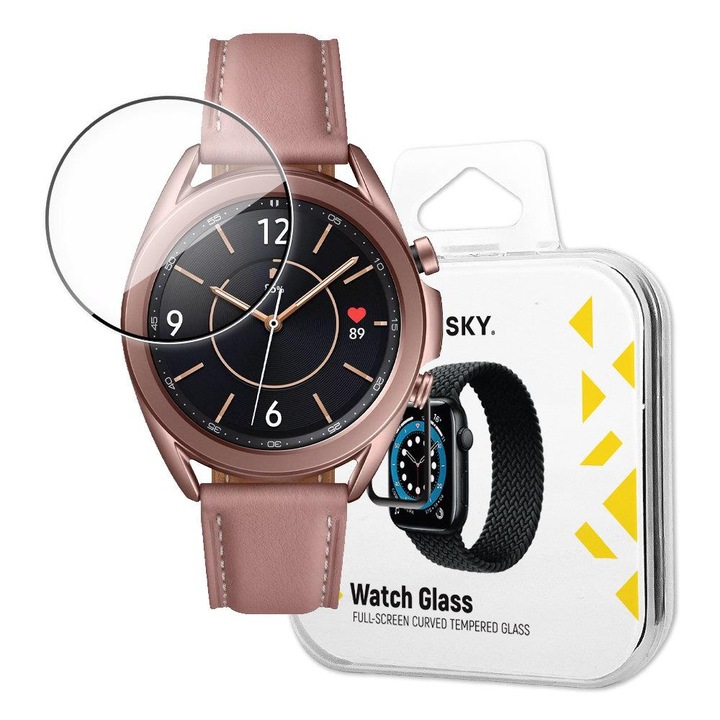 Sticla hibrida de protectie pentru Samsung Galaxy Watch 3 41mm, Wozinsky, neagra, montaj rapid