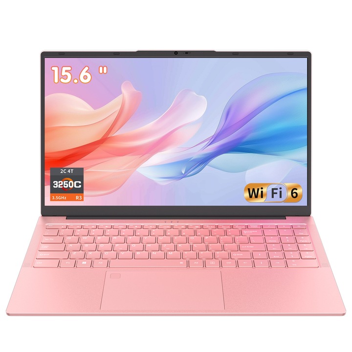 Laptop Auusda, Procesor AND 3250C(pana la 3.5 GHz), 16GB RAM, SSD 512GB, Ecran IPS 15.6" FHD, Tastatura Iluminata, Windows 11 Pro, Intel UHD Graphics, Roz