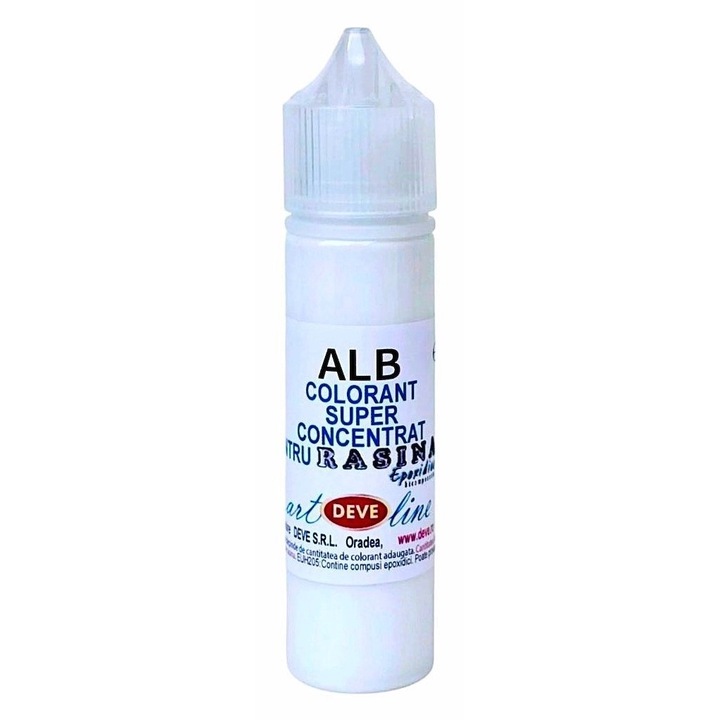 Colorant superconcentrat Alb 60ml pentru rasina epoxidica, art line DEVE, pigment lichid cu picurator