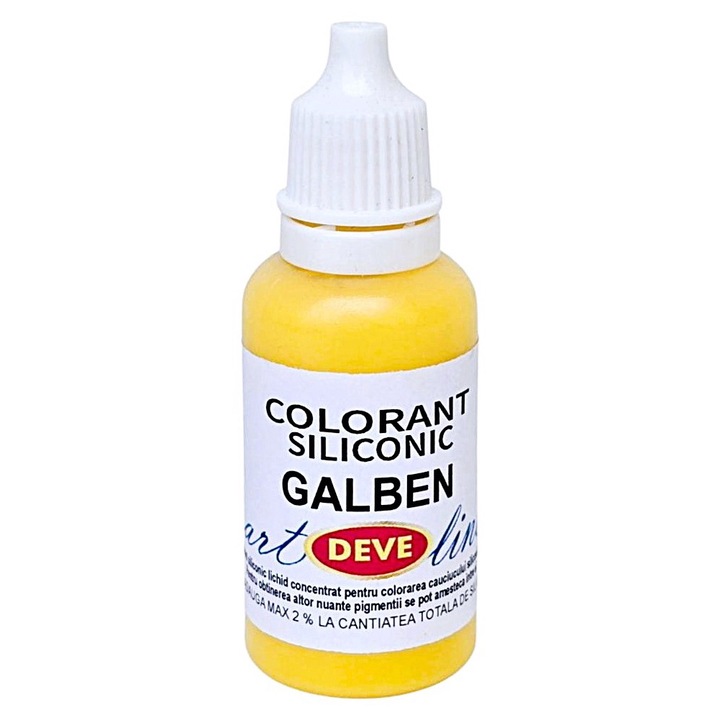 Colorant siliconic Galben 20ml, art line DEVE, pigment lichid pentru colorarea cauciucului siliconic