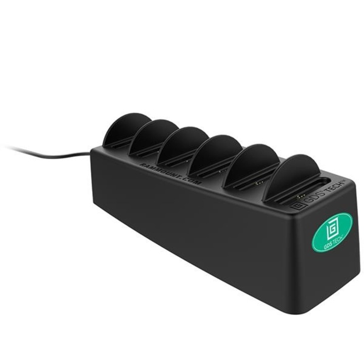 GDS asztali töltőállomás, 6 port, ramtartó, IntelliSkin Next Gen, fekete