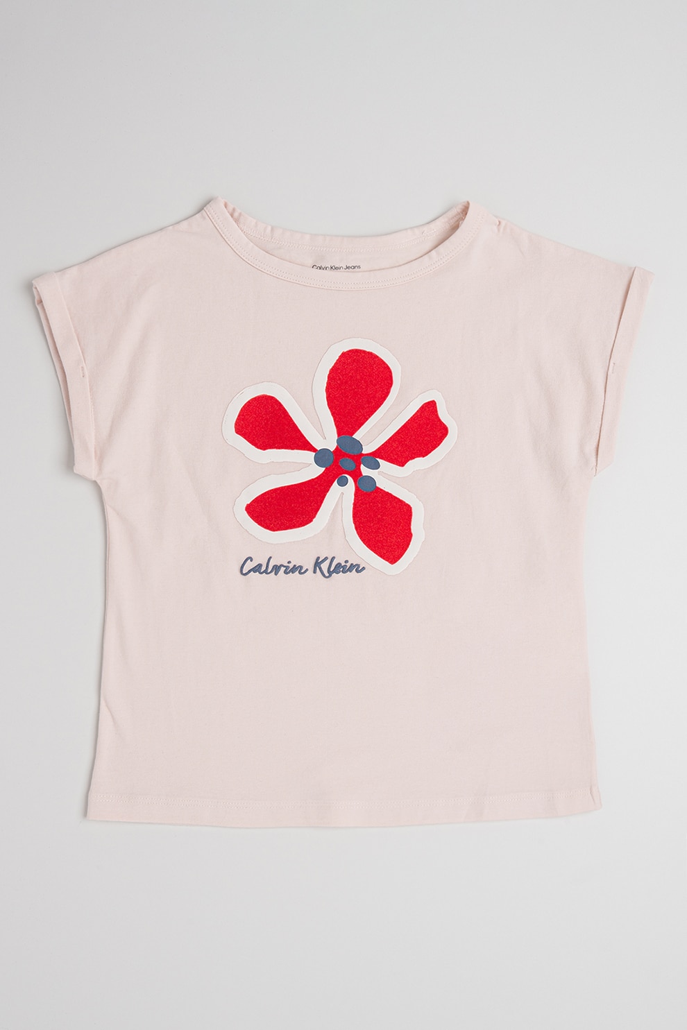 CALVIN KLEIN, Tricou cu imprimeu floral, Roz pal, 164 CM