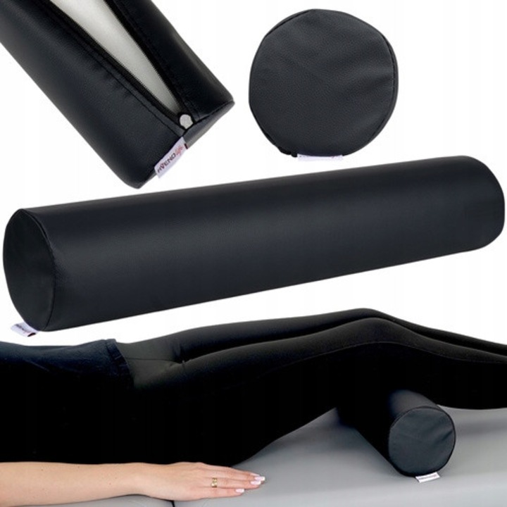 Cilindru de masaj, masaj fizioterapeutic, recuperare, dimensiunii 12x60cm, Spuma elastica, Aveno Life, HABYS, Negru