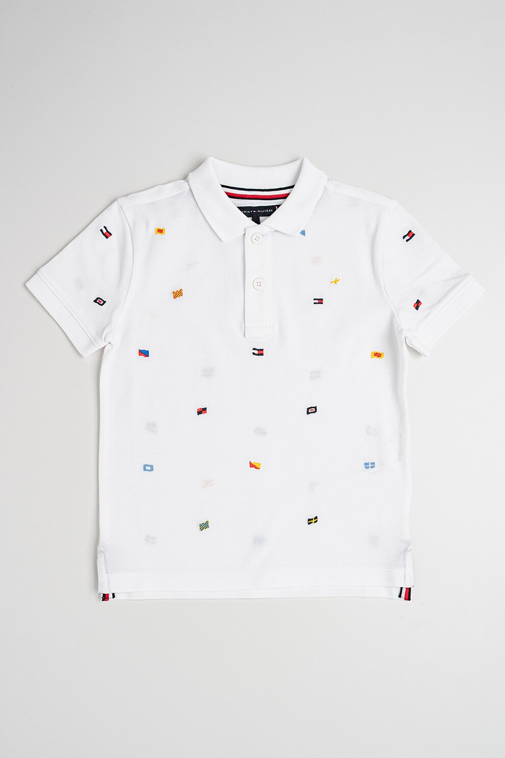 Tommy Hilfiger, Tricou polo cu model logo, Alb optic, 176 CM