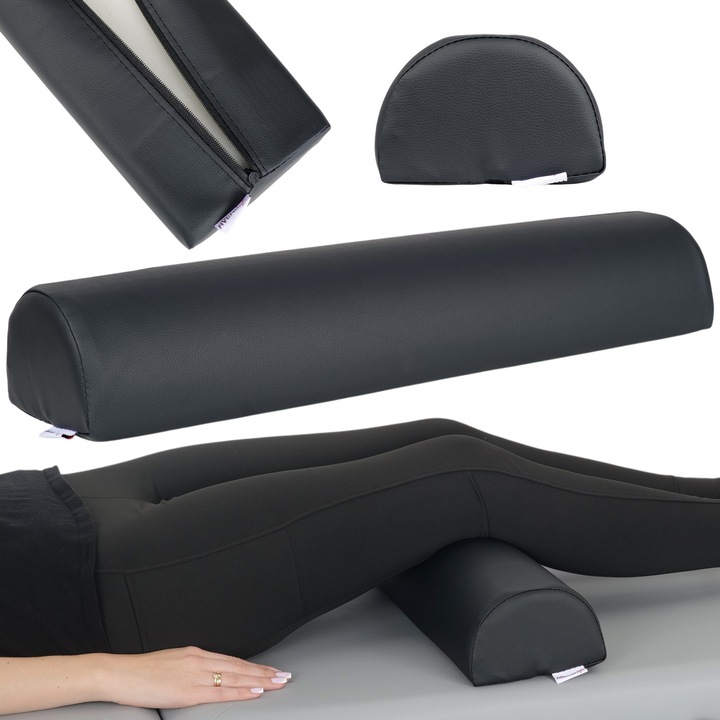 Semicilindru de masaj, masaj fizioterapeutic, recuperare, dimensiunii 60x15x10 cm, Spuma elastica, Aveno Life, HABYS, Negru
