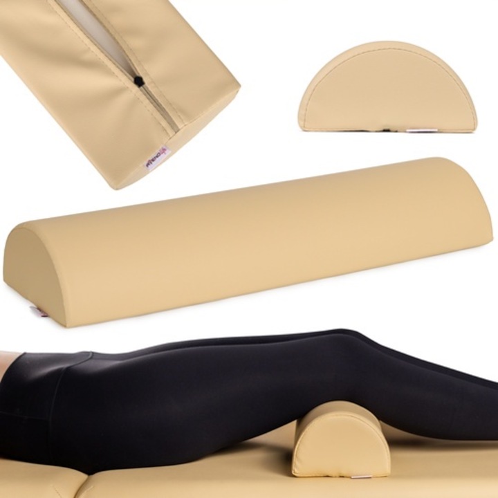 Semicilindru de masaj, masaj fizioterapeutic, recuperare, dimensiunii 60x19x9 cm, Spuma elastica, Aveno Life, HABYS, Bej