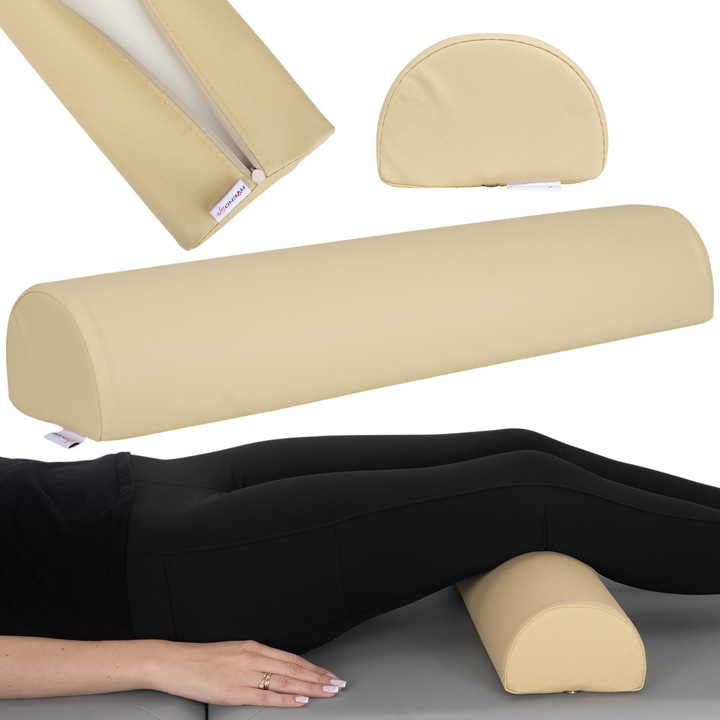 Semicilindru de masaj, masaj fizioterapeutic, recuperare, dimensiunii 60x15x10 cm, Spuma elastica, Aveno Life, HABYS, Bej