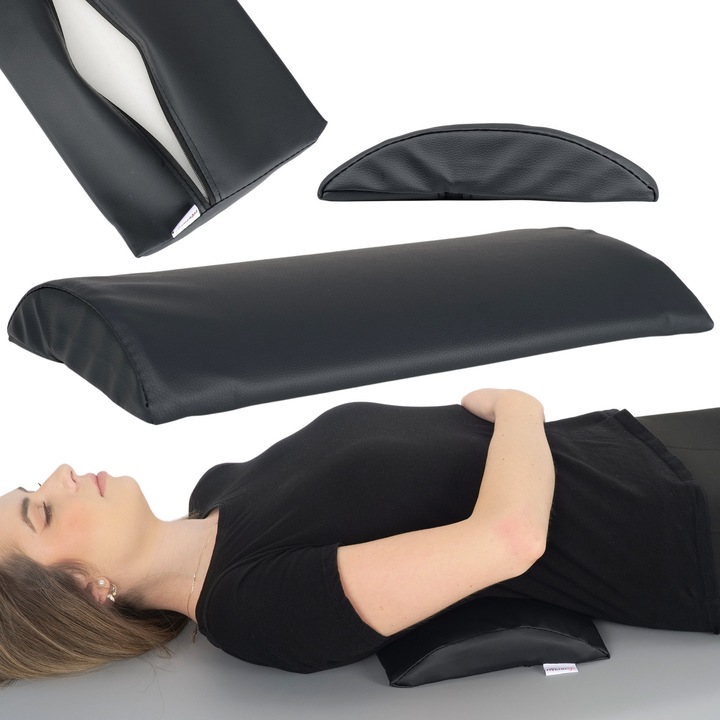 Semicilindru de masaj pentru recuperare lombara, masaj fizioterapeutic, dimensiunii 40x25x5, Aveno Life, HABYS, Negru