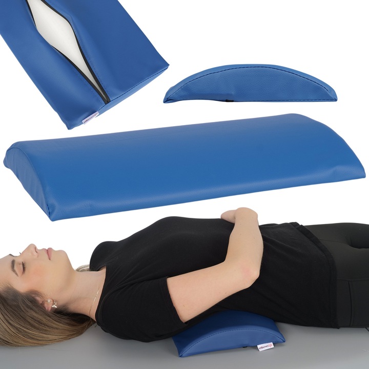 Semicilindru de masaj pentru recuperare lombara, masaj fizioterapeutic, dimensiunii 40x25x5, Aveno Life, HABYS, Albastru
