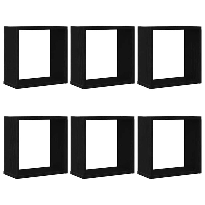 vidaXL 6 db fekete tölgyszínű szerelt fa fali kockapolc 30x15x30 cm 862057