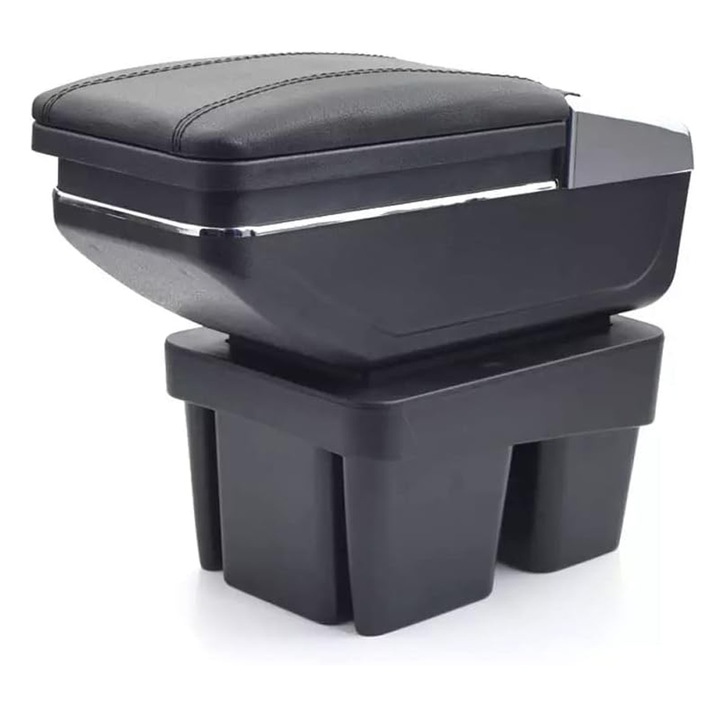 Cotiera Consola Centrala Cutie Depozitare Organizator Pentru VW Golf 7 2015 - 2016 Glisanta Rotativa cu Suport Paha Scrumiera Piele Neagra