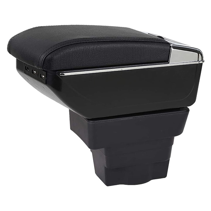 Cotiera Consola Centrala Cutie Depozitare Organizator USB Pentru Opel Astra J 2009 - 2012 Glisanta cu Suport Paha Scrumiera Piele Neagra