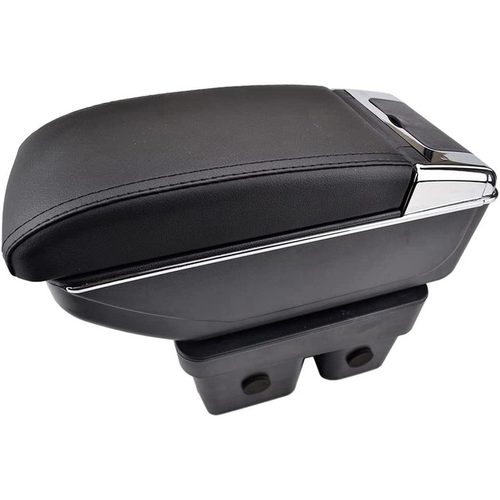 Cotiera Consola Centrala Cutie Depozitare Organizator USB Pentru VW Golf 7 2015 - 2016 Glisanta cu Suport Paha Scrumiera Piele Neagra