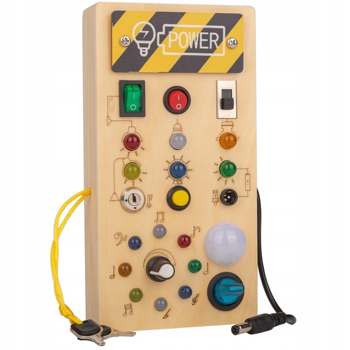 MONTESSORI fa szenzoros manipulációs kártya LED kapcsolók