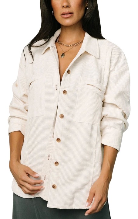 Női alkalmi ingkabát, poliészter, fehér