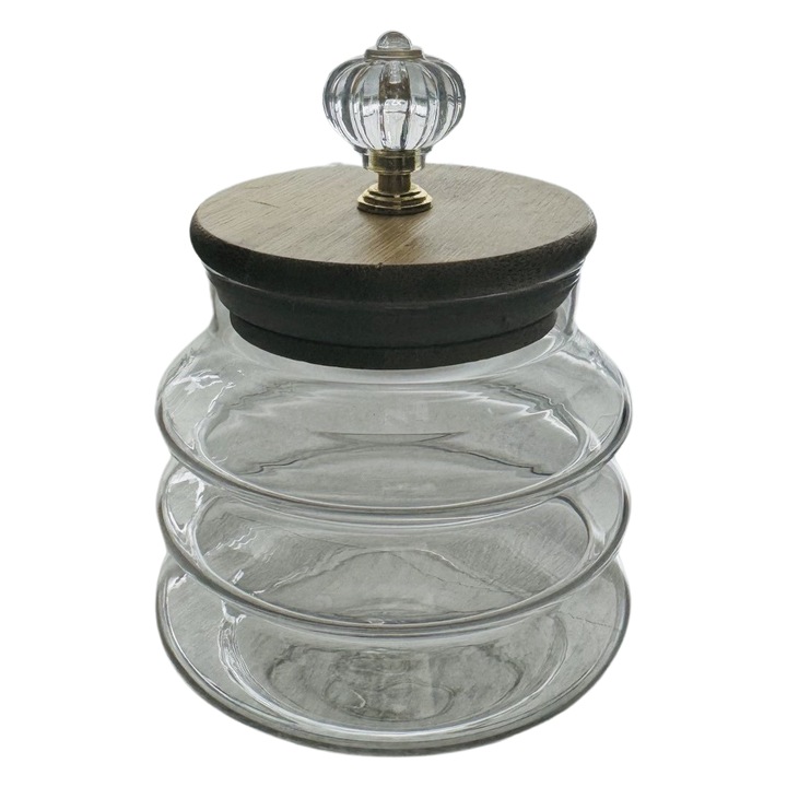 Üvegtégely, fa tetővel, elegáns modell, űrtartalom 500 ml