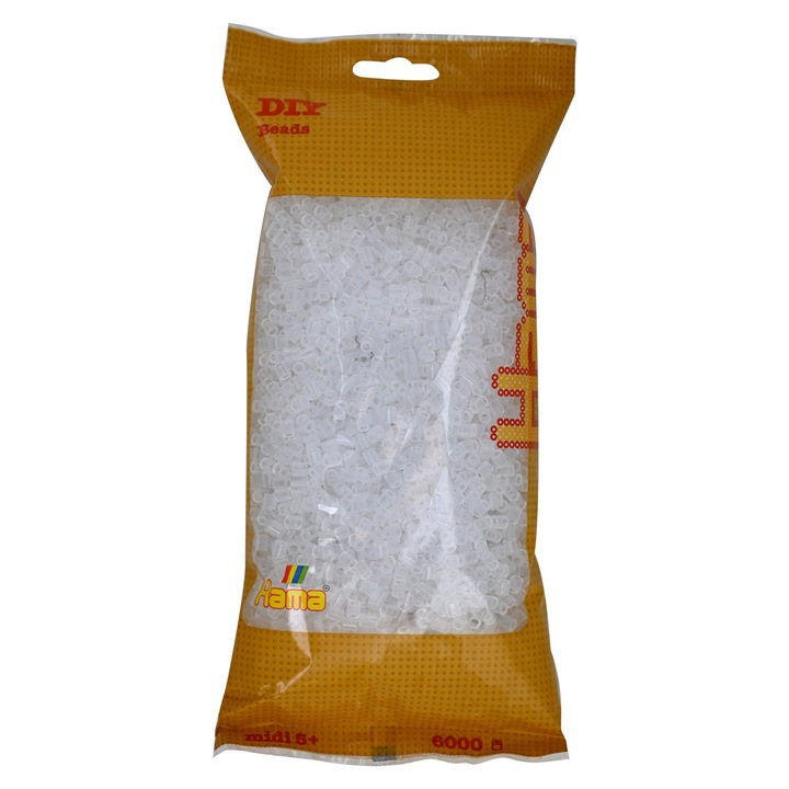 Margele de calcat HAMA MIDI TRANSPARENT, 6000 buc in pungulita