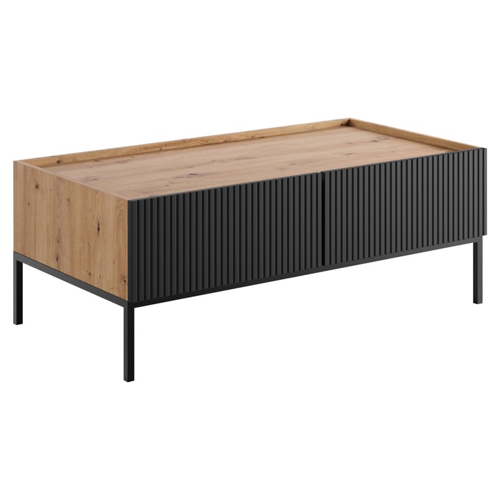 Masuta Zulek 2SZ, MIRJAN24, stejar artisan + negru, 62x120x45 cm